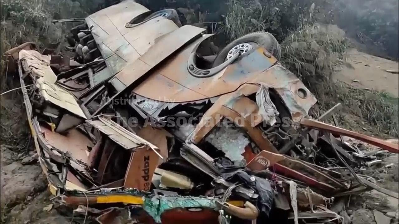 A packed bus plunges off a Nepal highway, killing 19 and injuring 25