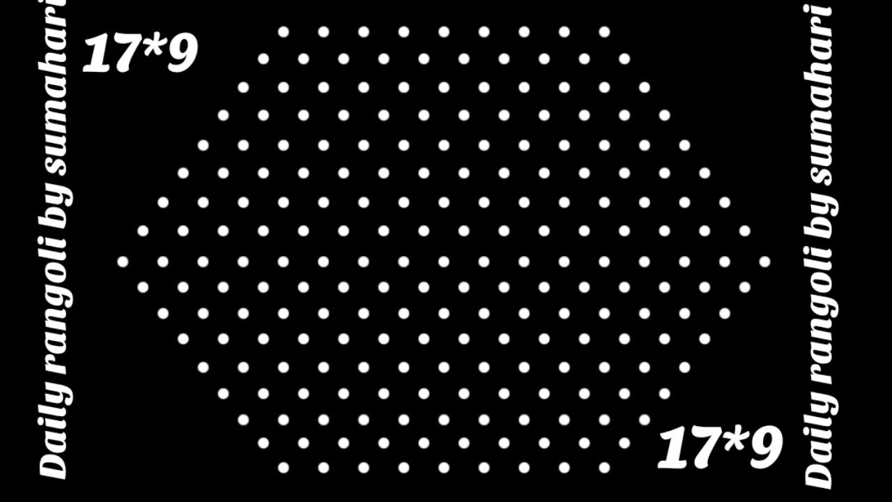 Simple dotted rangoli with 17 to 9 dots / Easy mugulu design for beginners / Indian festival rangoli