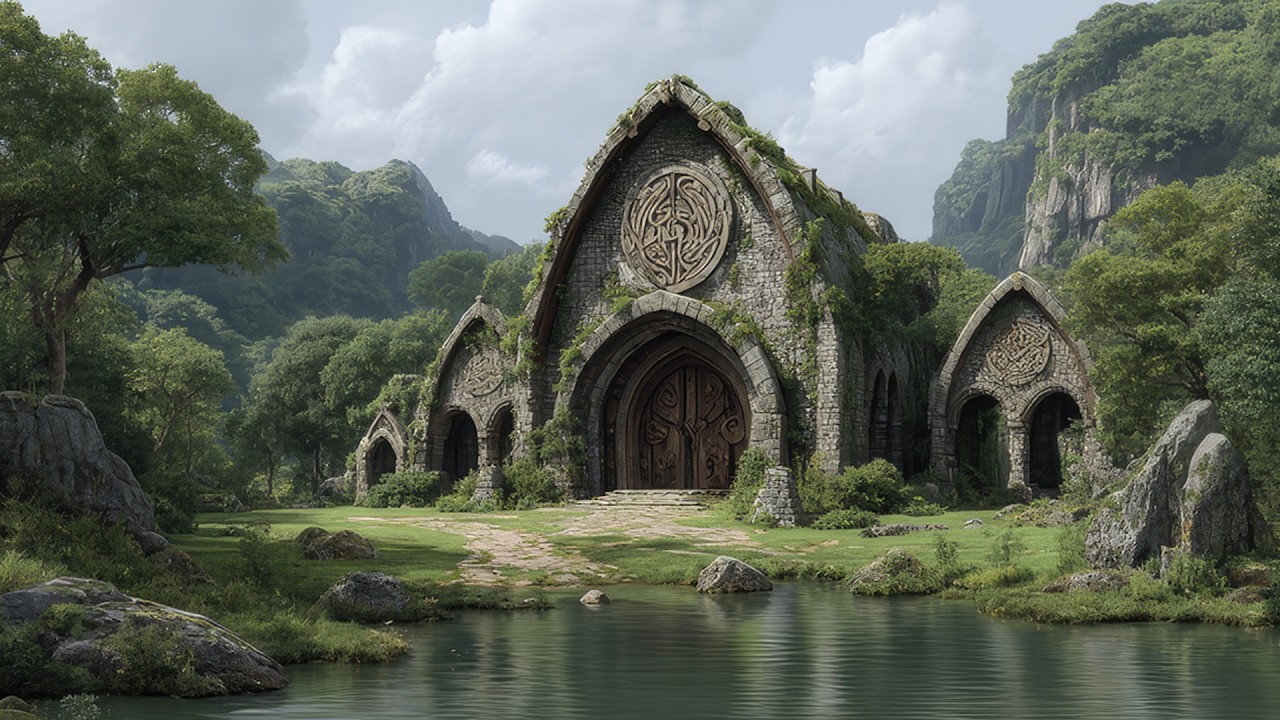 Soothing Celtic Medieval Soundscape | Sacred Stone Temple in a Tranquil Woodland