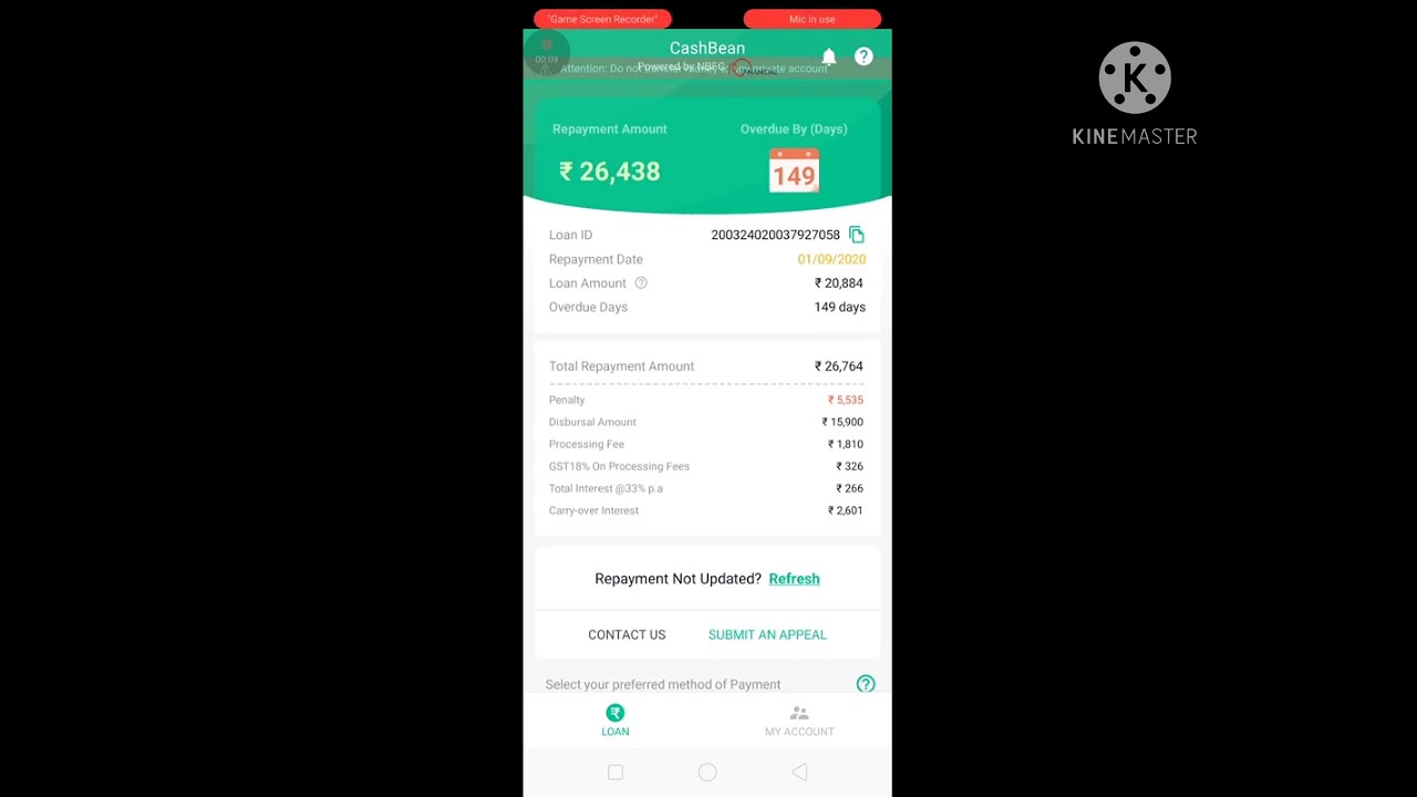 cashebean loan late payment issue