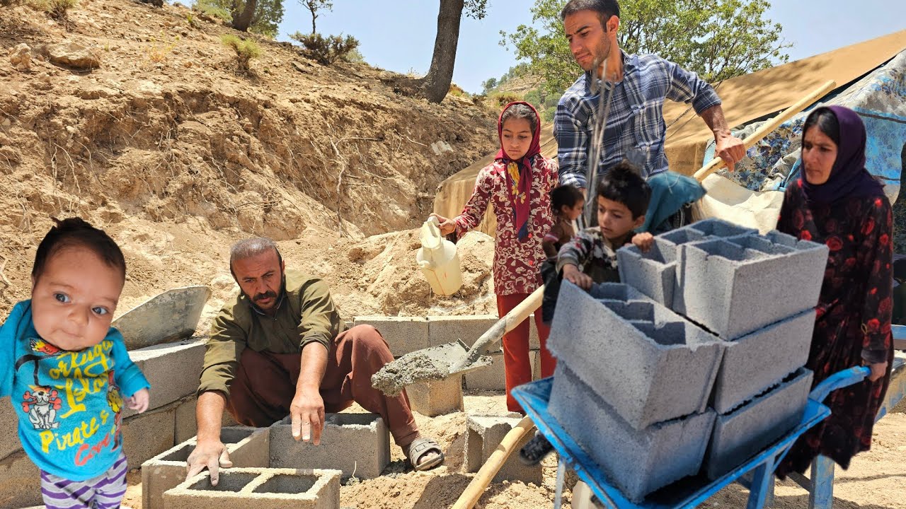 Nomadic life, making clay ovens for baking local bread and cooking in nature