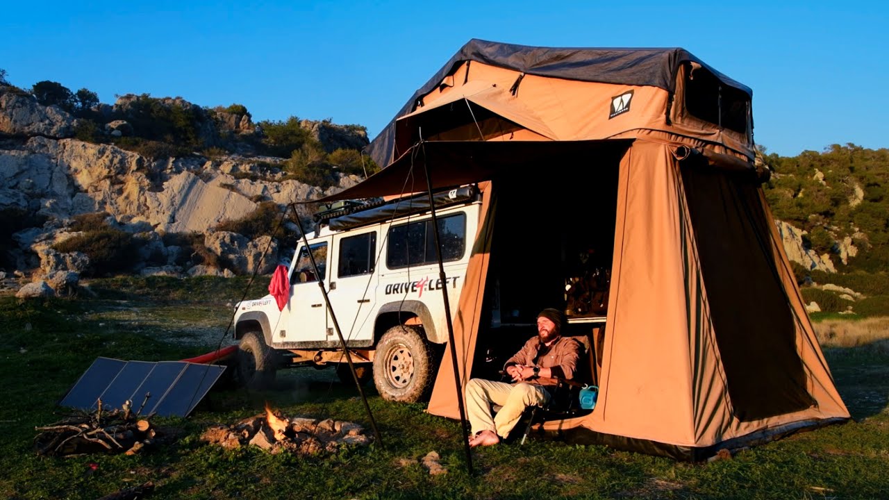 14#  An ideal lost beach for camping in a roof top tent. Land Rover Defender Overlanding.
