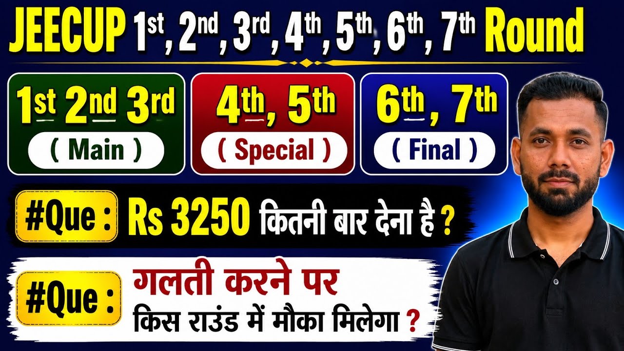 JEECUP 2026 (1st से 7th Round तक) सम्पूर्ण जानकारी || 🔴 JEECUP Rs 3250 Refund Rules 