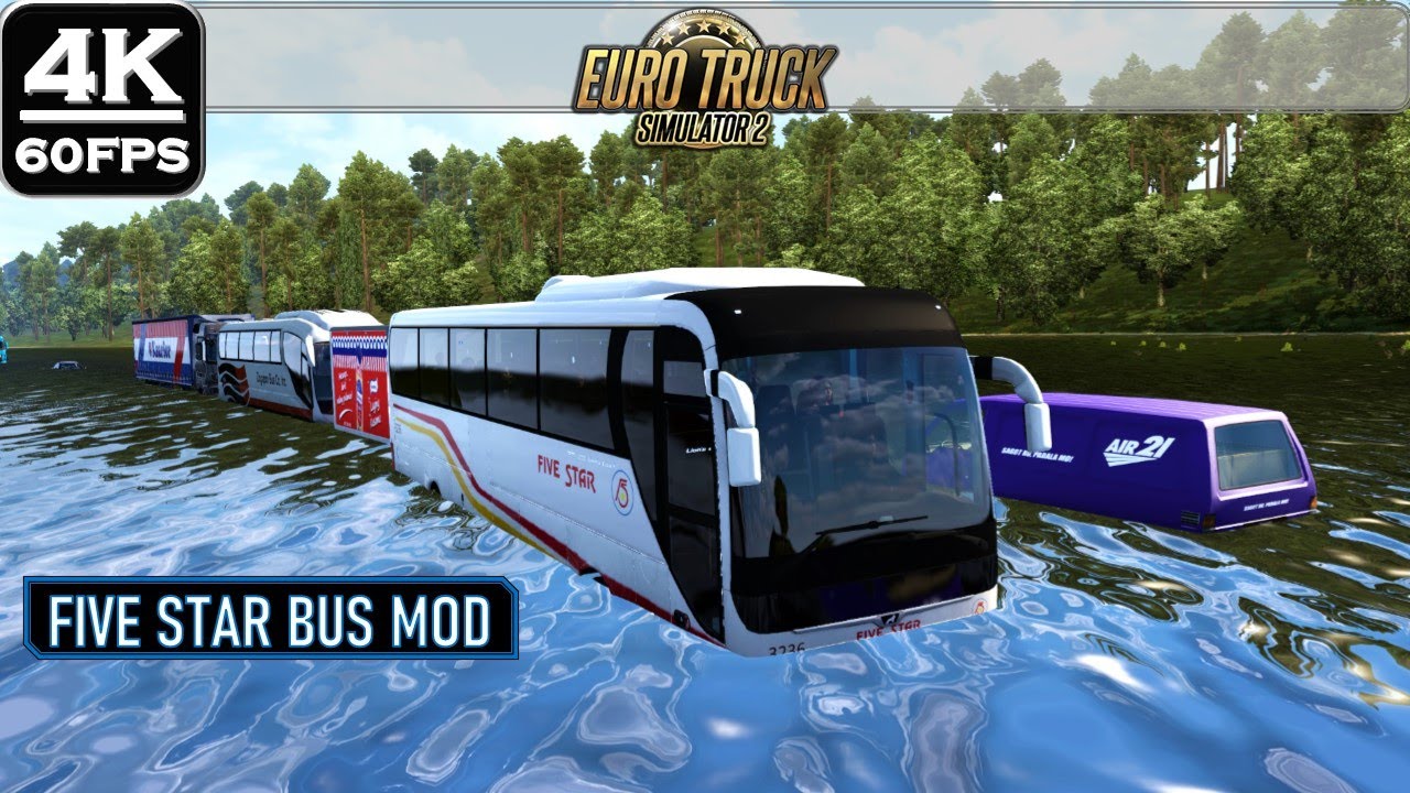 ETS2 EXTREME DRIVING ON FLOODED AND ROUGH ROADS I FIVE STAR BUS MOD | + DOWNLOAD LINK 1.40