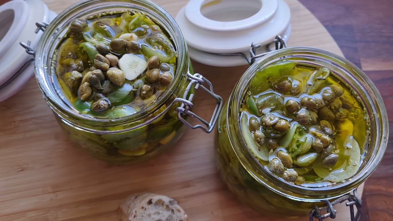 Pickled Green Tomatoes in Oil Easy 🍎