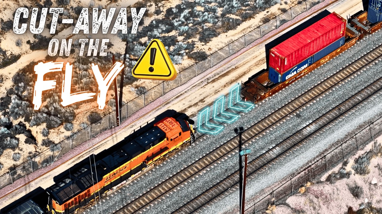 HELPERS CUT-AWAY on the FLY at the Top of CAJON PASS - TRAIN MEETS - TRAIN RACES - Non Stop Action