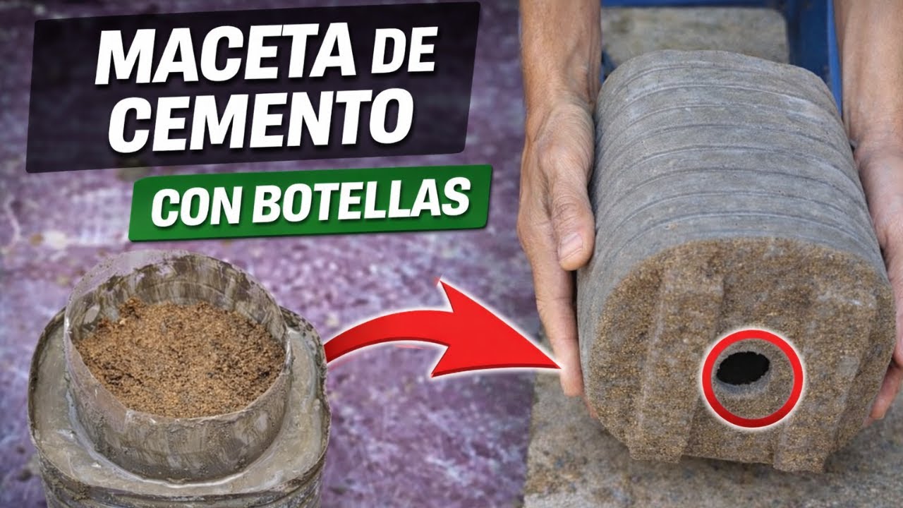 cómo hacer MACETAS DE CEMENTO con BOTELLAS ♻️🧱| fácil y paso a paso