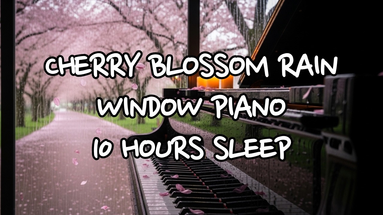 🎹🌸 Rainy Cherry Blossom Window Piano for Deep Sleep | 10 Hours Soft Spring Night