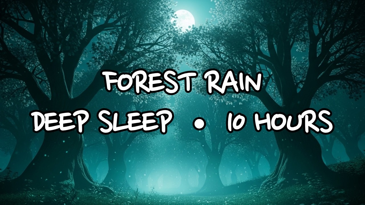 🌿 Forest Rain at Night for Deep Sleep | Moonlit Forest Ambience (10 Hours)