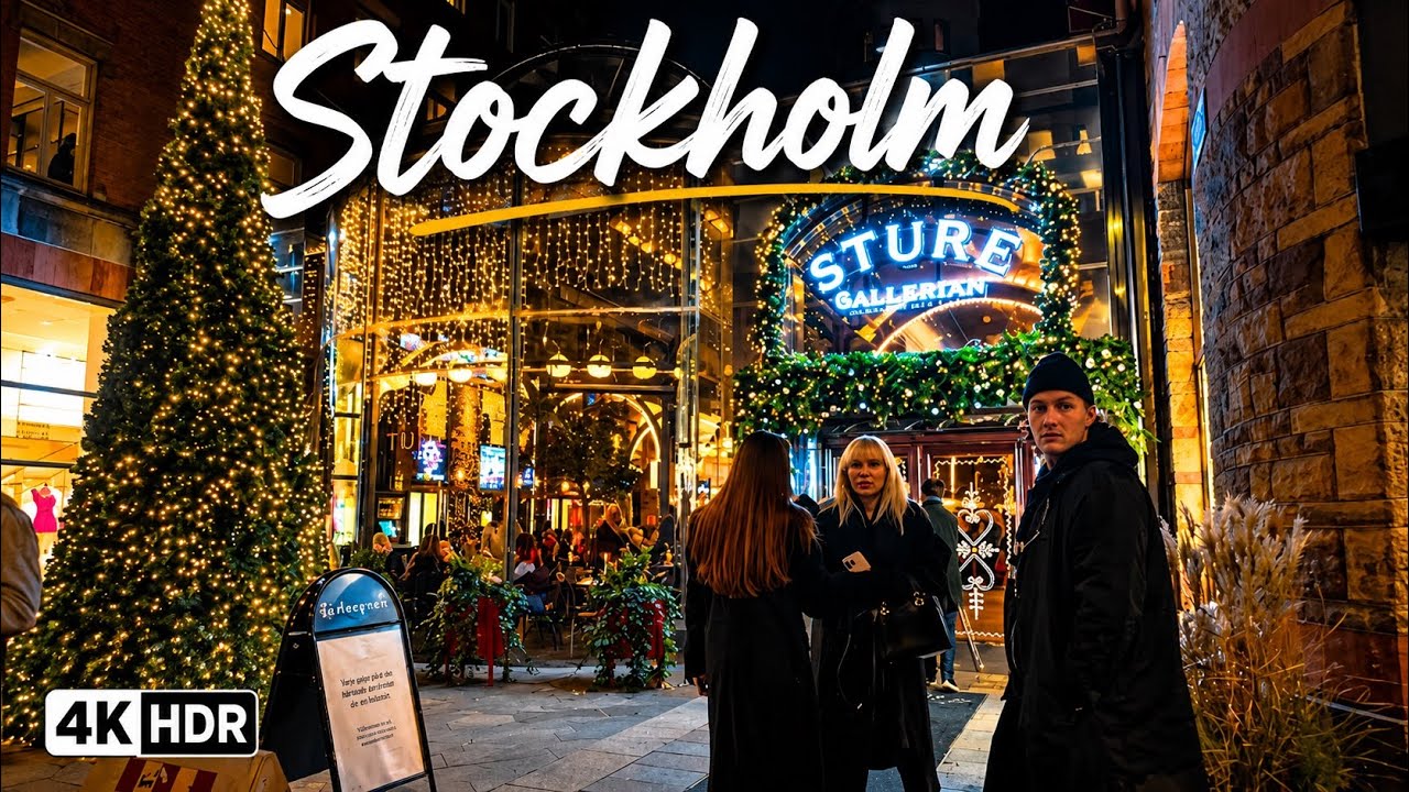 Magical Stockholm Night Walk: Stureplan, H&ouml;torget & Sergels Torg [ 4K HDR ]
