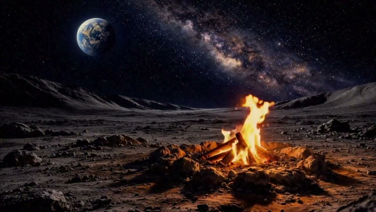 Campfire on the Moon | Deep Space Fire for Sleep & Relaxation