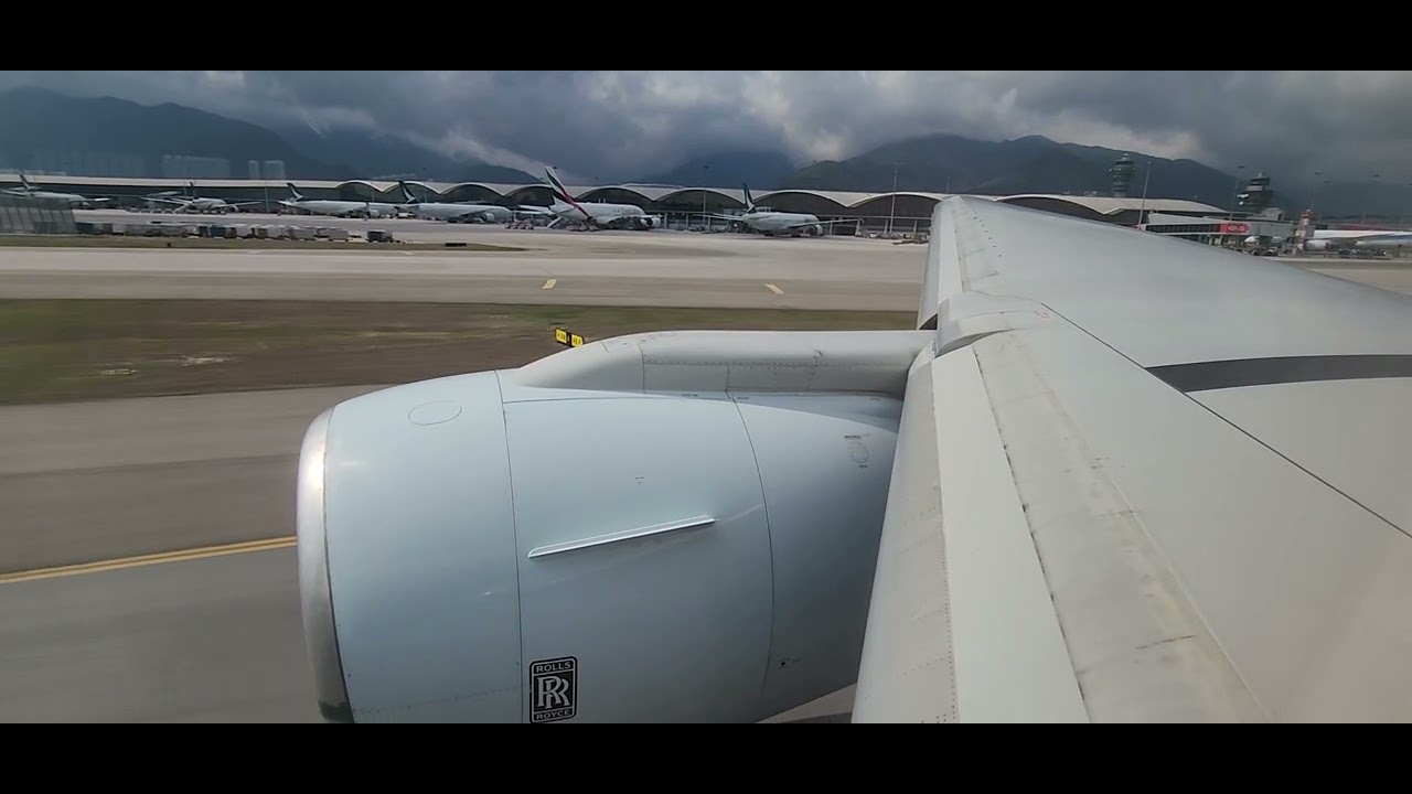 Cathay Pacific (CX901) B777-300 depart from Hong Kong International Airport (HKG) to Manila (MNL)