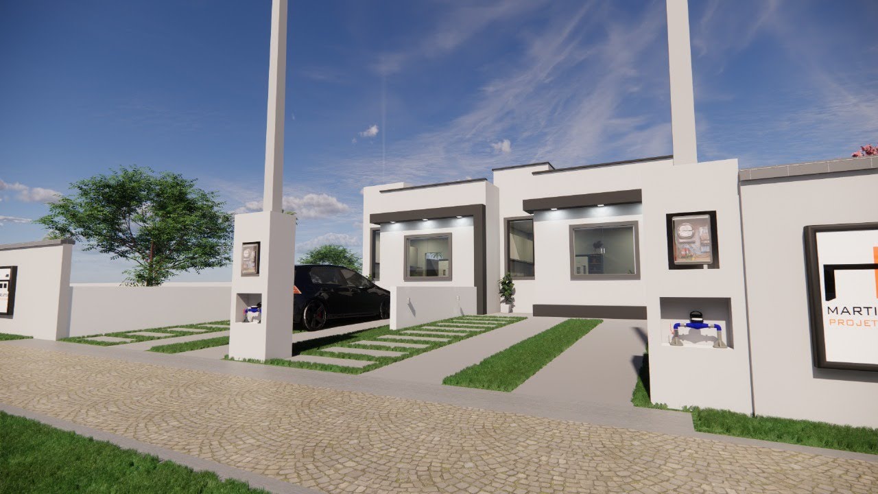 Projeto de Casas Geminadas com 2 quartos em terreno 5x24 - 51m2 - Projeto 507