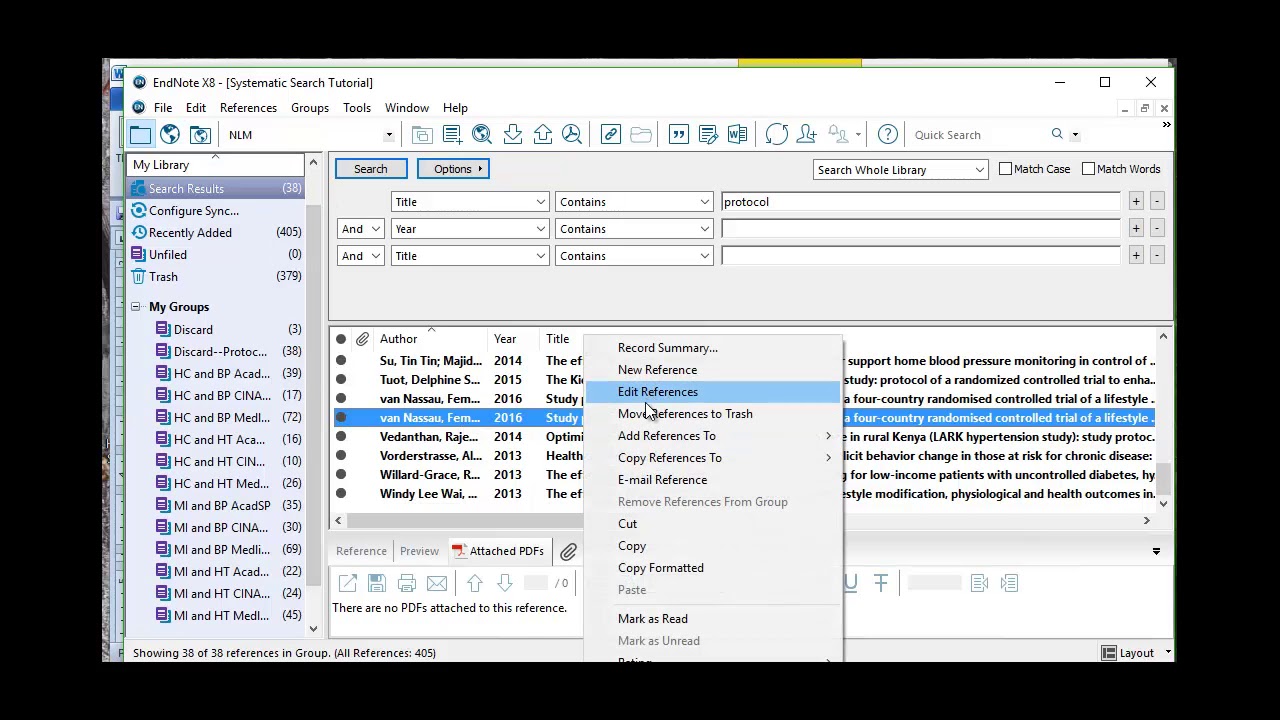 EndNote--Systematic Review Eliminating Citations