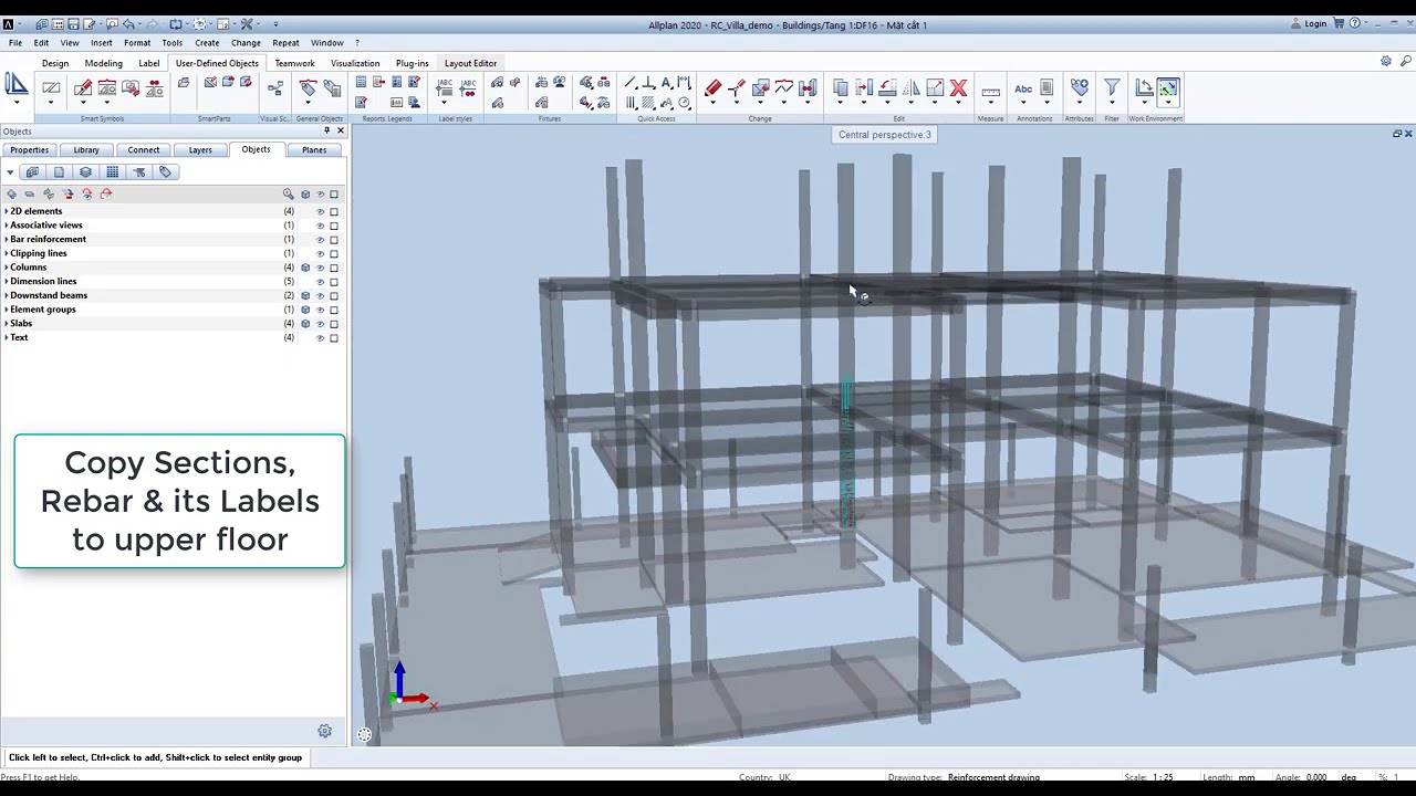 ALLPLAN TIPS - Copy rebars reinforcement detailing, section and labels