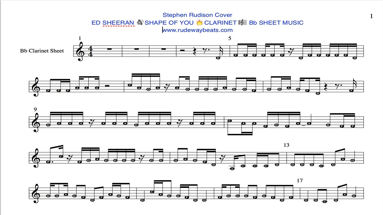 ED SHEERAN 🔊SHAPE OF YOU 🔥CLARINET 🎼 Bb Notes