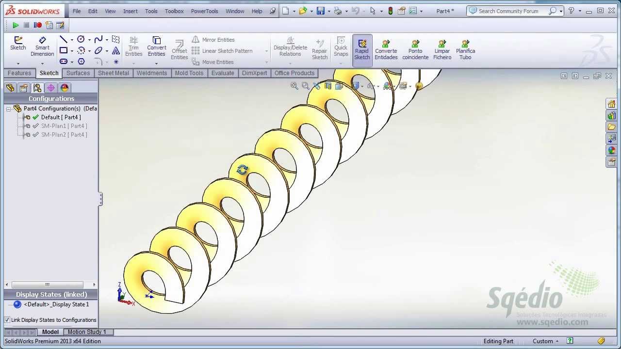 Planifica&ccedil;&atilde;o de h&eacute;lices em chapa no SolidWorks