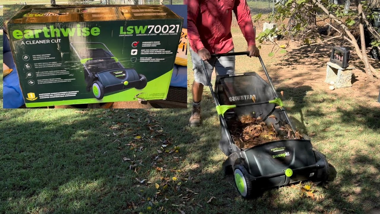 Unboxing 📦 and Review - Leaf Sweeper Earthwise LSW70021 21-Inch Leaf & Grass Push Lawn Sweeper