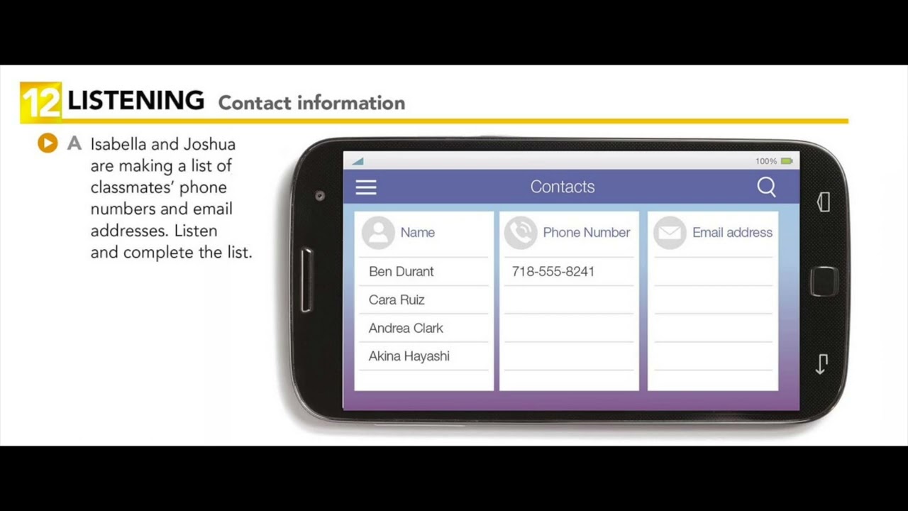 Interchange Intro U1.12 LISTENING: Contact information