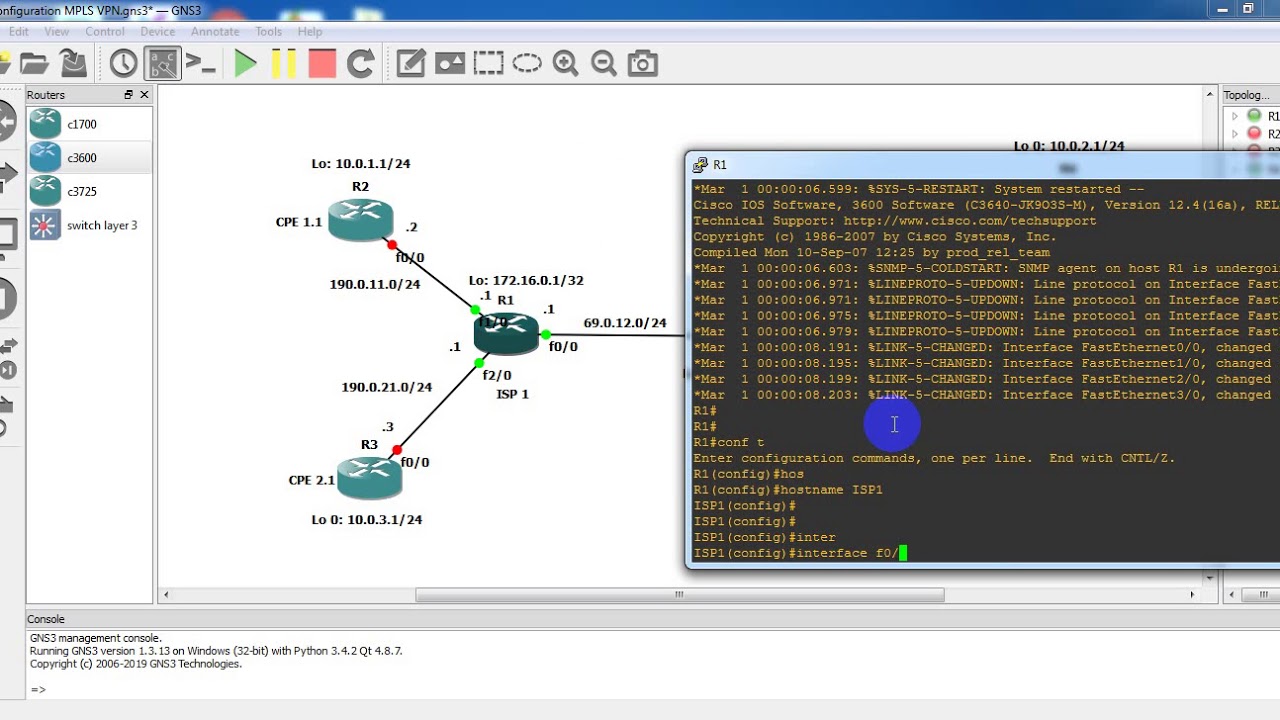 Configuration MPLS VPN Router cisco on GNS3