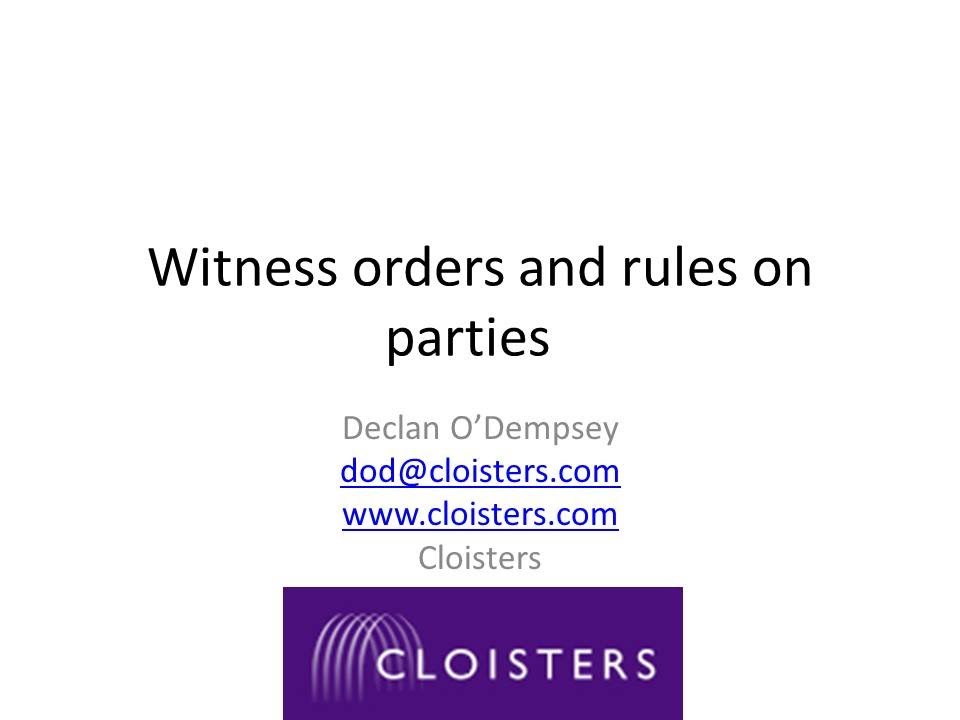 Witness orders and parties in the  ET Rules 2013