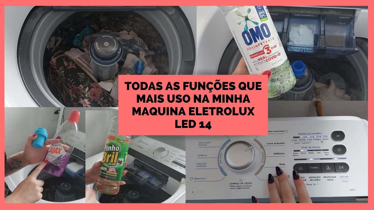 TODAS AS FUNÇÕES QUE MAIS USO NA MINHA MAQUINA ELETROLUX LED 14 P/ LAVAR ROUPAS + DICAS DE PRODUTOS