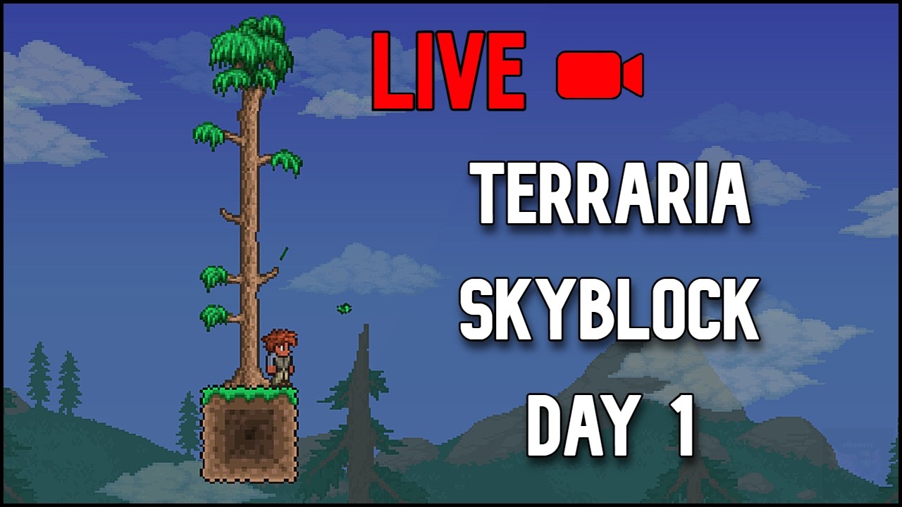 🔴LIVE Terraria Master Mode Skyblock! (Day 1)