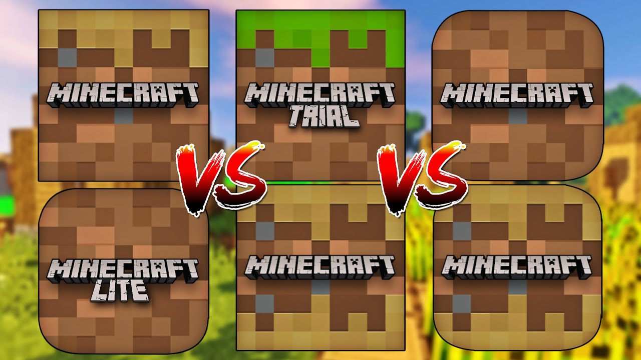 Minecraft Trial 2018 VS MCPE TRIAL 2019 VS MC TRIAL 2020 VS Mcpe lite 2021 VS MC 2022 VS 2023 TRIAL