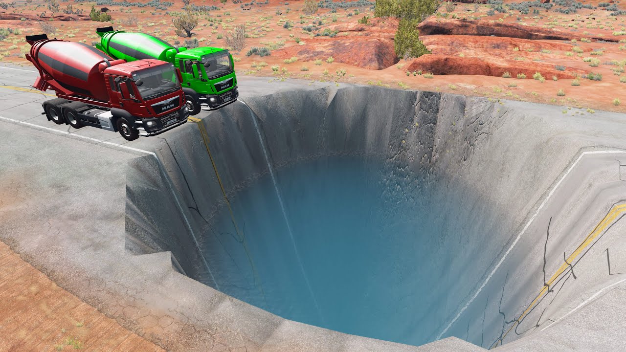 Cars vs Huge Water Potholes | BeamNG.Drive #03