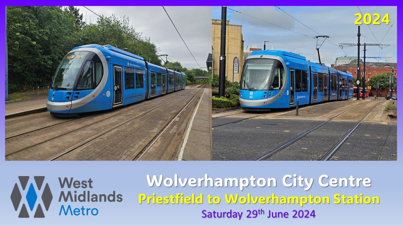 West Midlands Metro: Priestfield to Wolverhampton on Saturday 29th June 2024