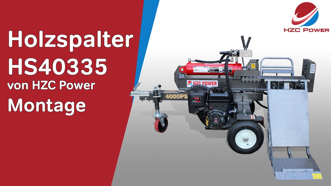 Montage von einem 40 t liegend Holzspalter mit Benzinmotor & Stammheber (HS40335) von HZC Power