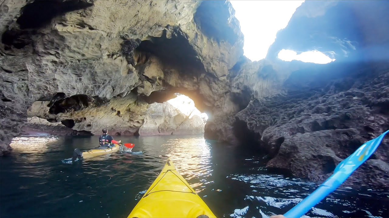 60-SECOND EXCURSION: Kayaking the sea caves and cenotes of Guadamia in Asturias, Spain