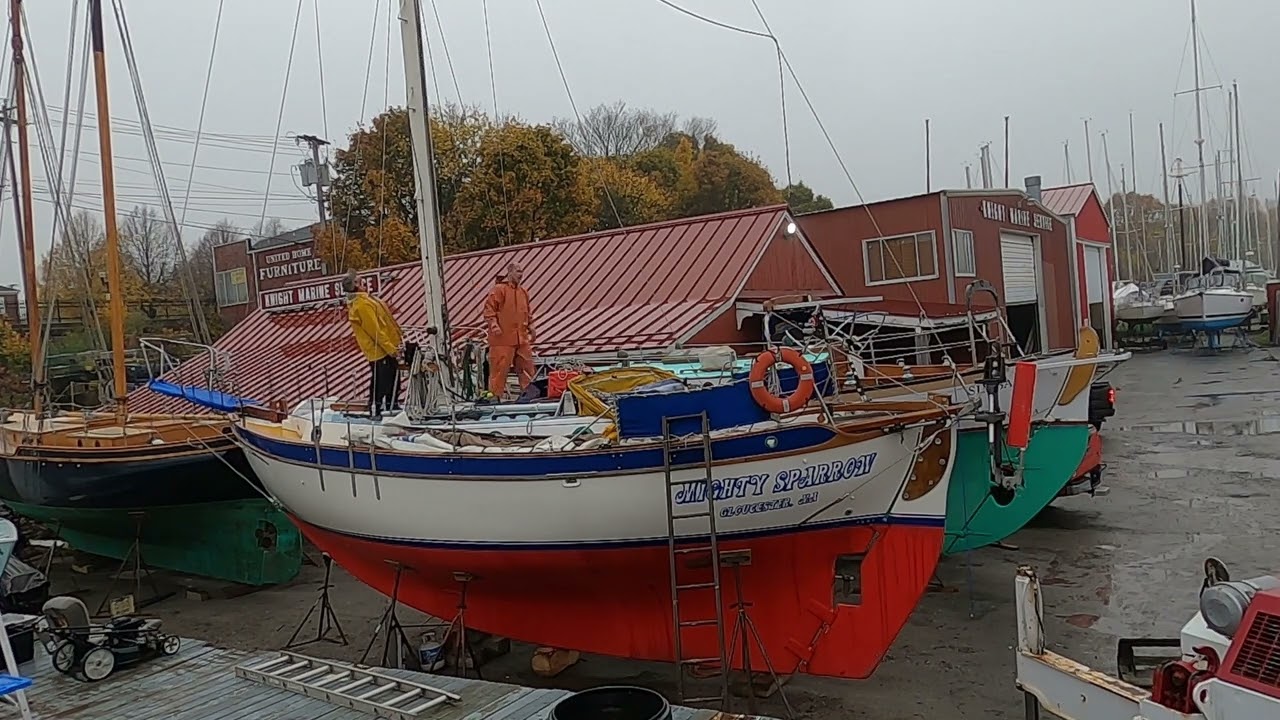 Stepping the Mast on my Westsail32 Mighty Sparrow
