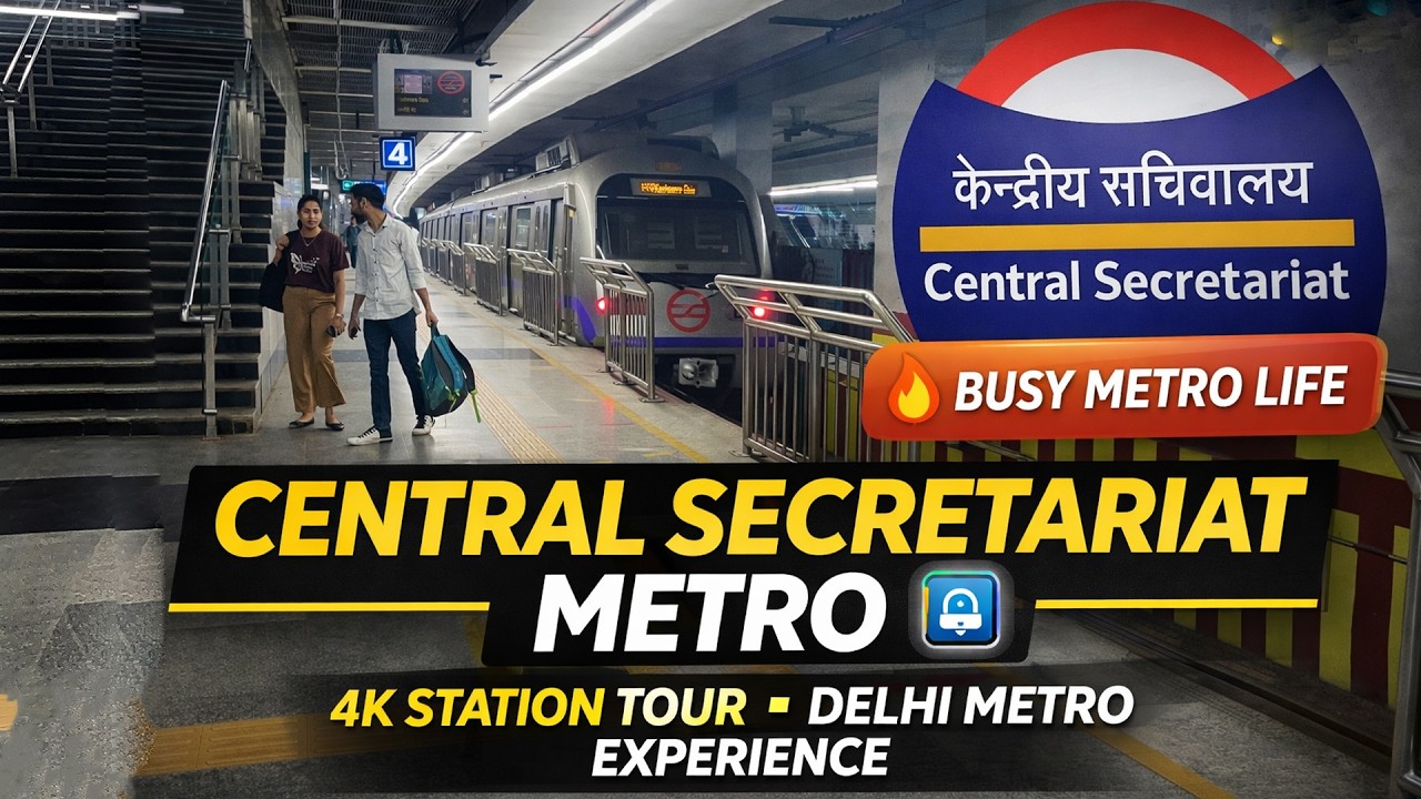 Central Secretariat Metro Station Delhi in 4K | Original Sound