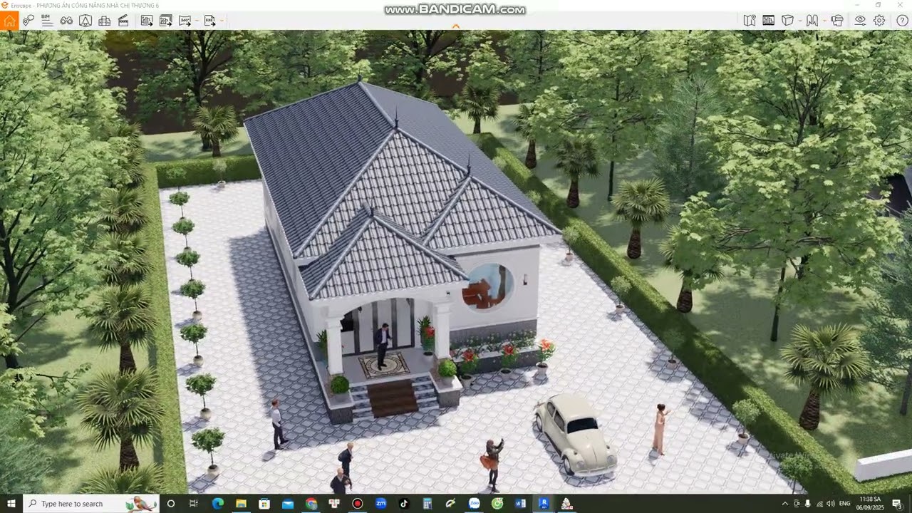 MẪU NHÀ 8X15,2m - MÁI NHẬT TÂN CỔ