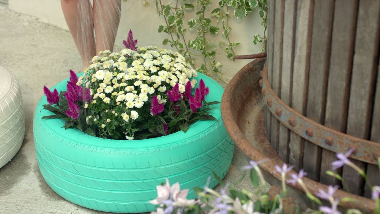 Comment faire - Pots de fleurs en pneus de voiture