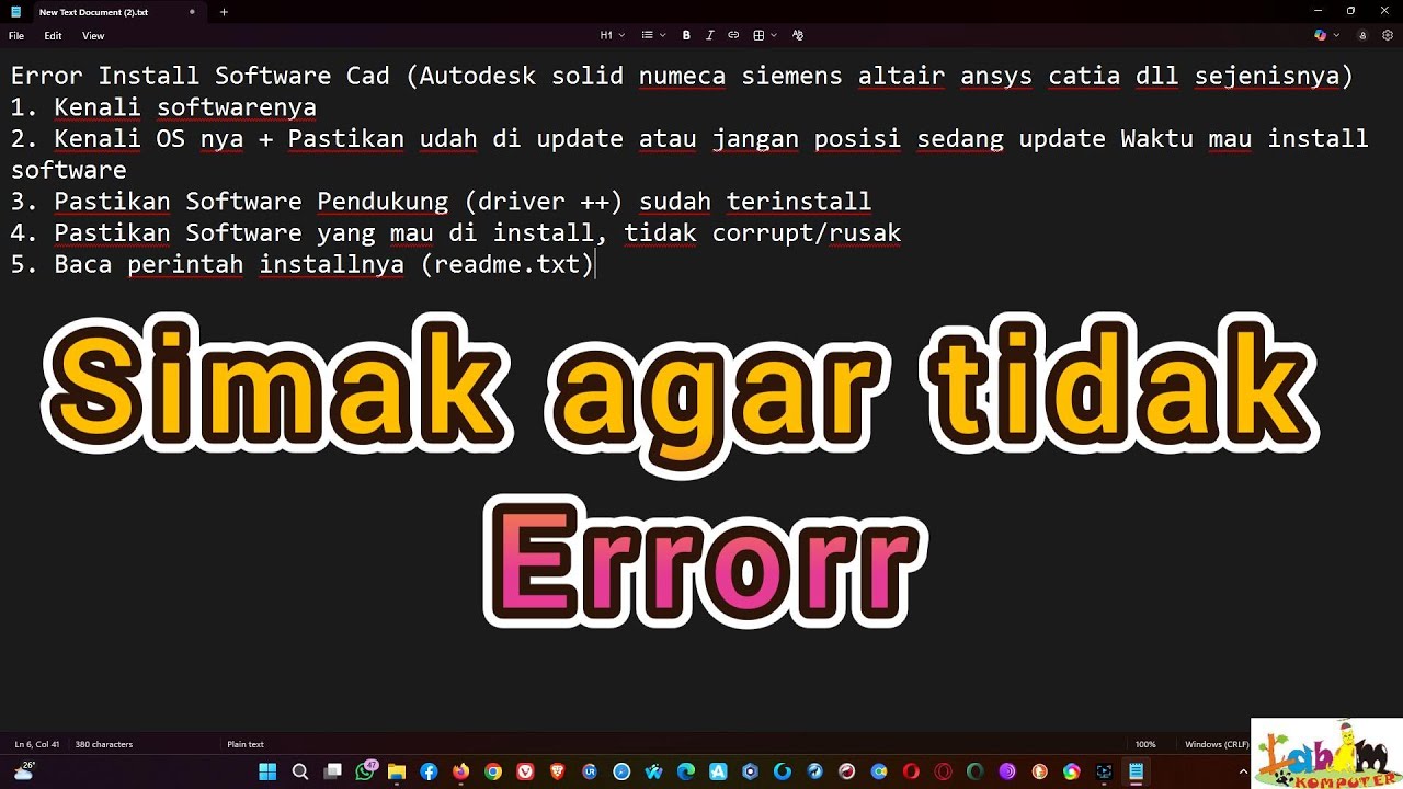 Mengatasi Error Install Software Apapun