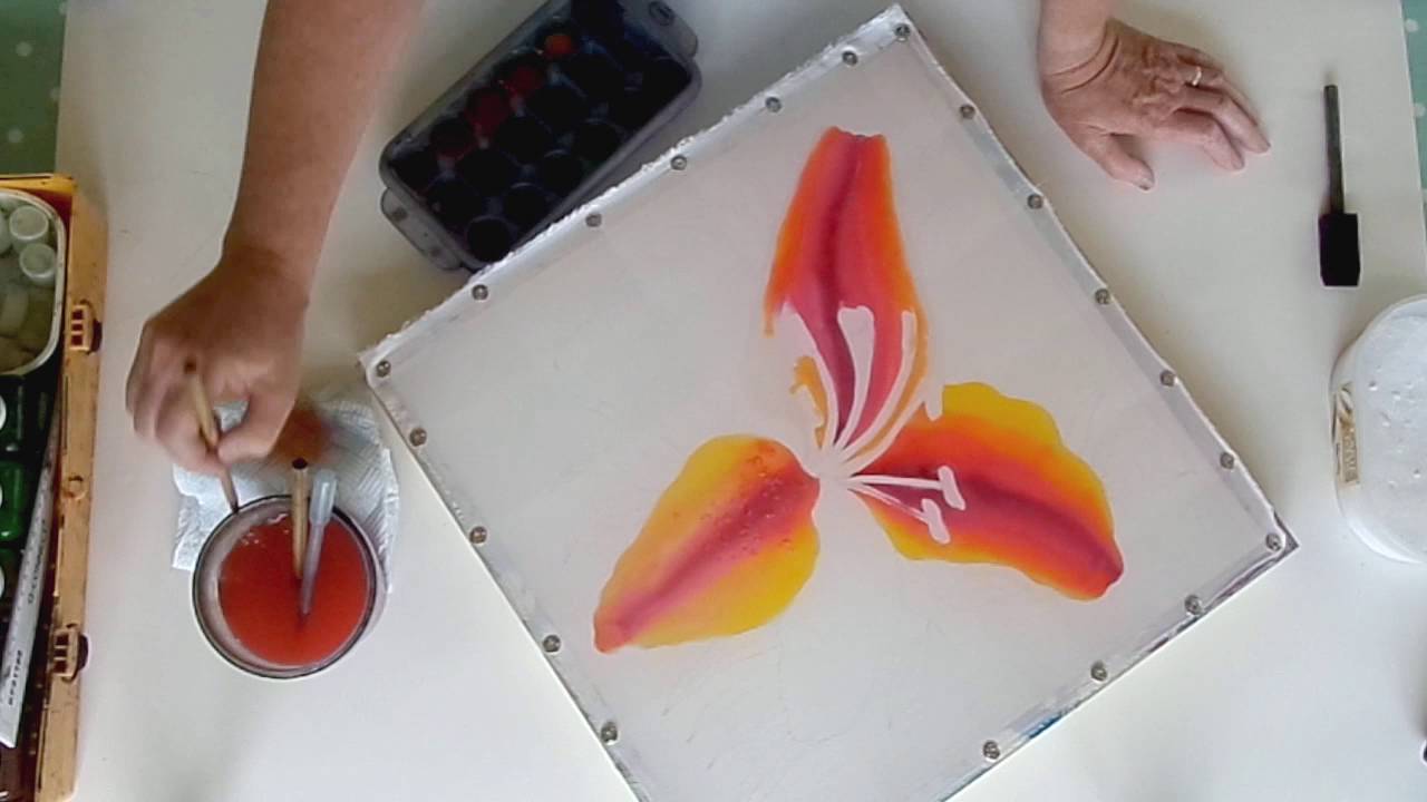 'Rainbow Lily' Silk Painting