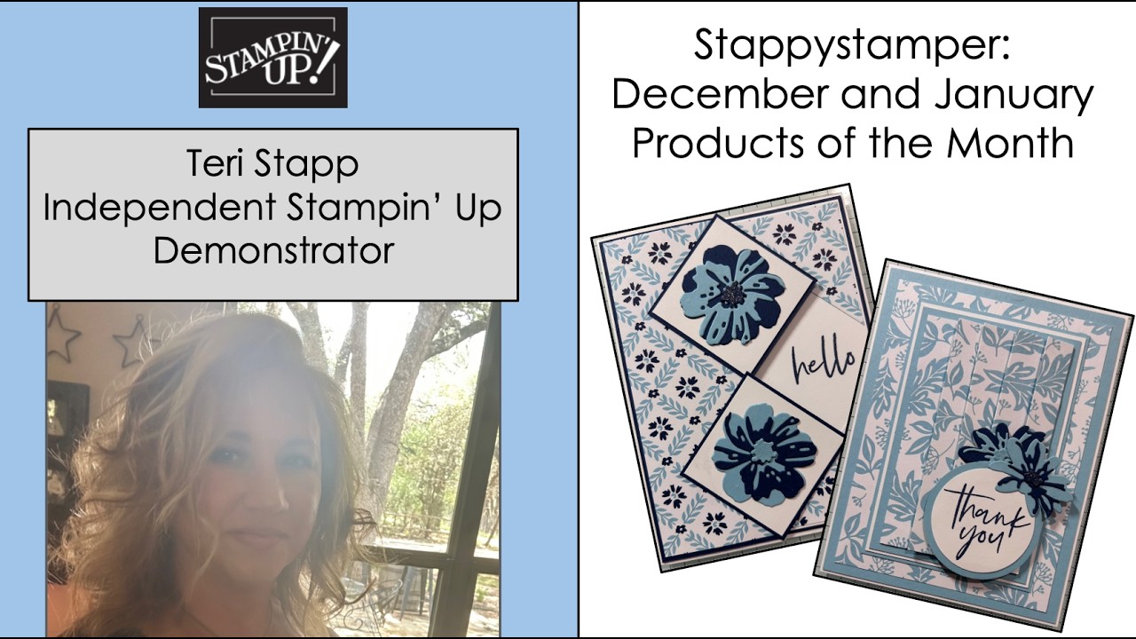 Stappystamper: Diamond Panel Card and Pleated Panel Card featuring December and January POMs