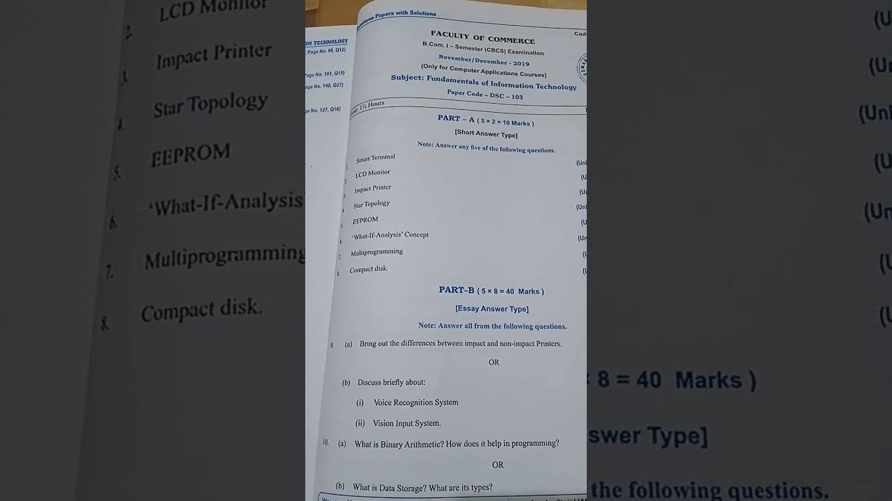Degree ou 1st sem FIT Important questiona and model paper