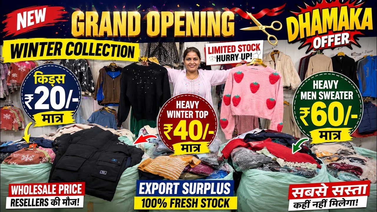 ₹15/- Kids ₹40 heavy winter top ₹60/-heavy men sweater new grand, opening Dhamaka winter collection