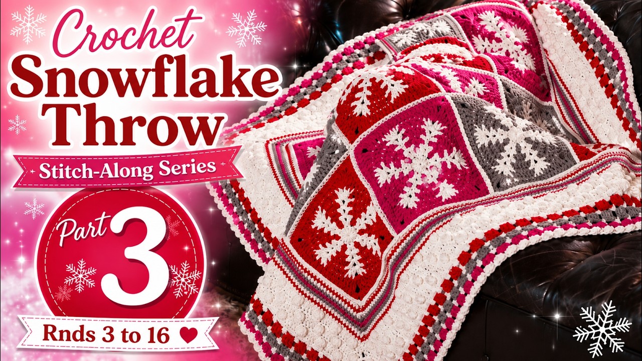 Rnds 3 to 16: Crochet Snowflake Stitch Along