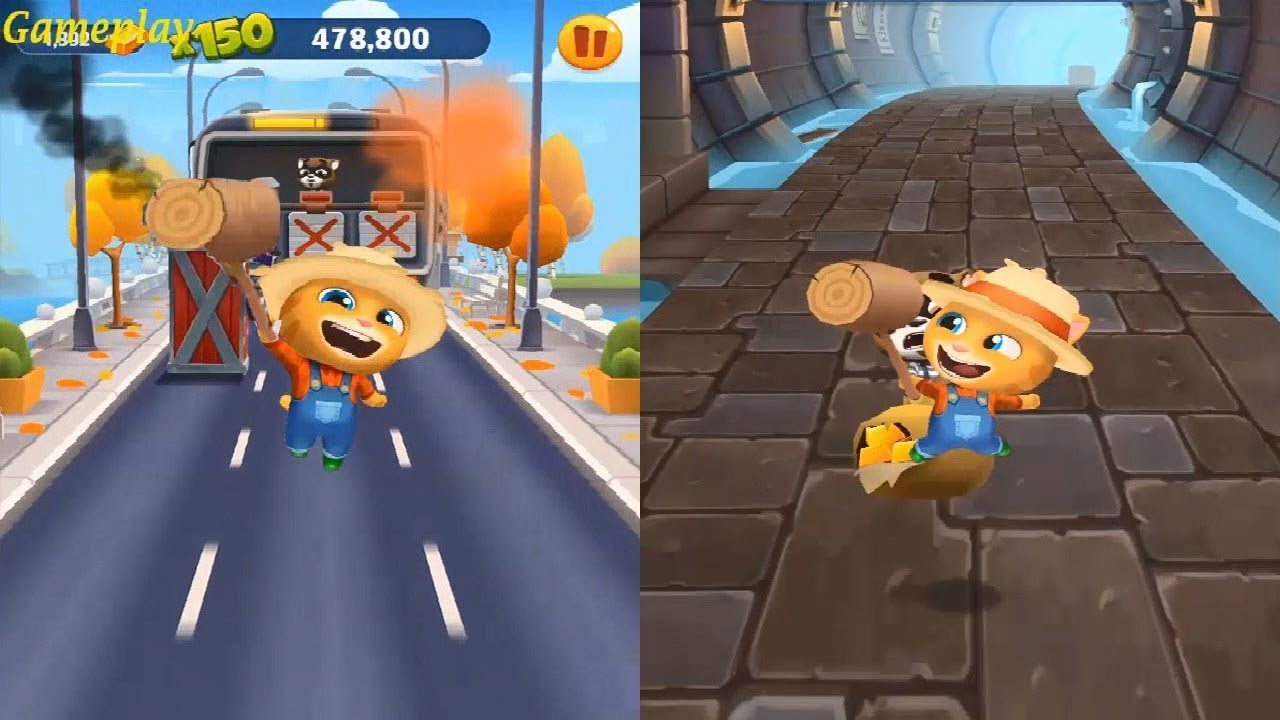 Talking Tom Gold Run  FARMER GINGER  Catch The Raccoon VS Boss Fight
