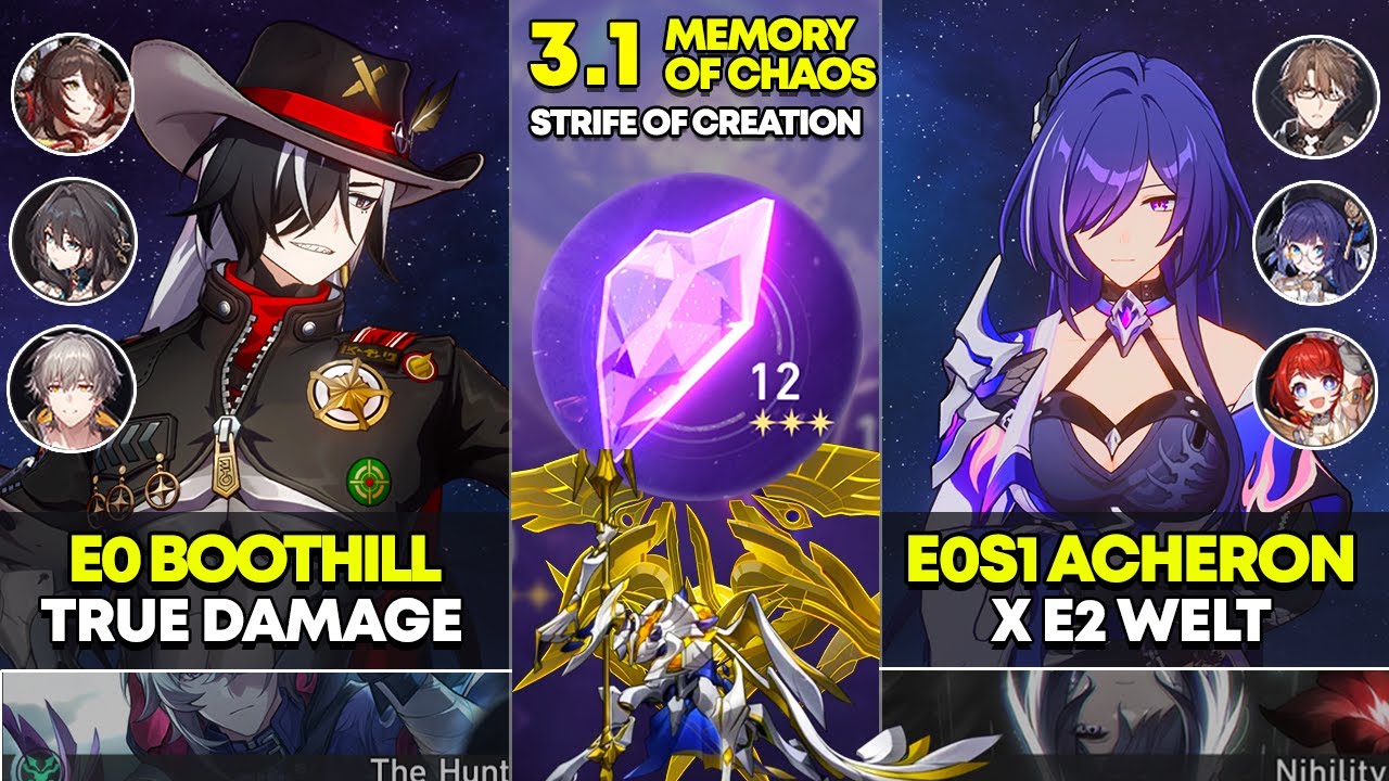 E0 Boothill True Damage & E0S1 Acheron x Welt | Memory of Chaos 12 | Honkai Star Rail 3.1