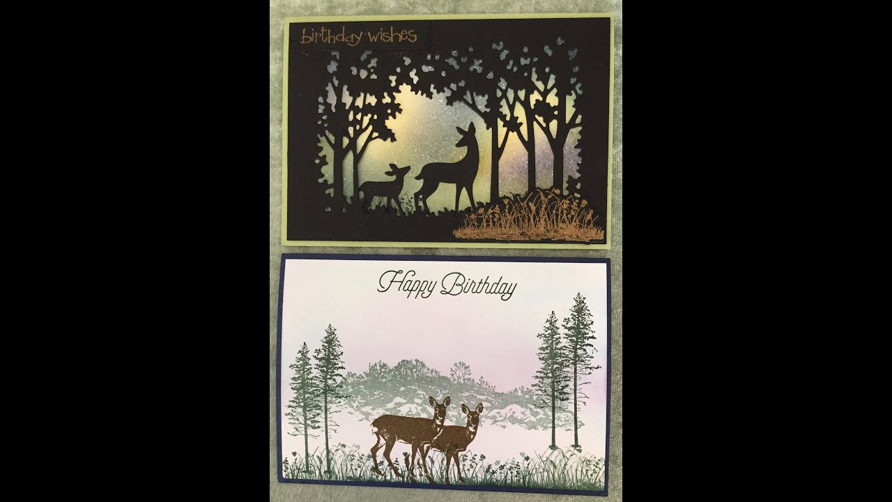 Northern Lights scene card utilising the Grassy Grove Bundle