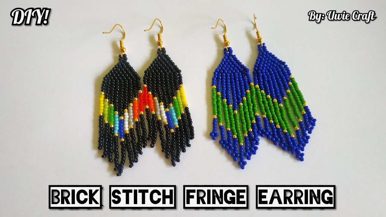 Beading Tutorial: How to make Beaded FRINGE EARRING// Brick Stitch Earring