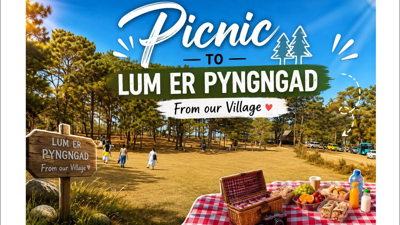 Picnic with whole village at Lum 'er Pyngngad