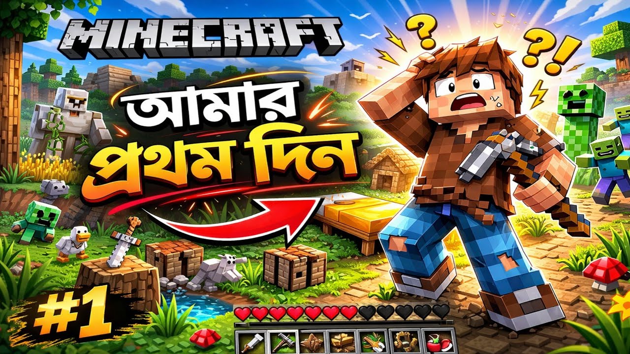 Minecraft এ আমার প্রথম দিন ‌