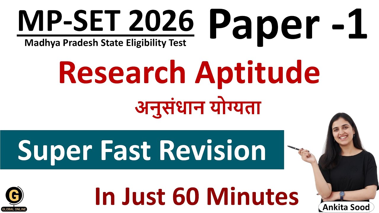 Research Aptitude Full Syllabus Revision for MP SET 2026 | Paper 1 Most Important Topics Preparation