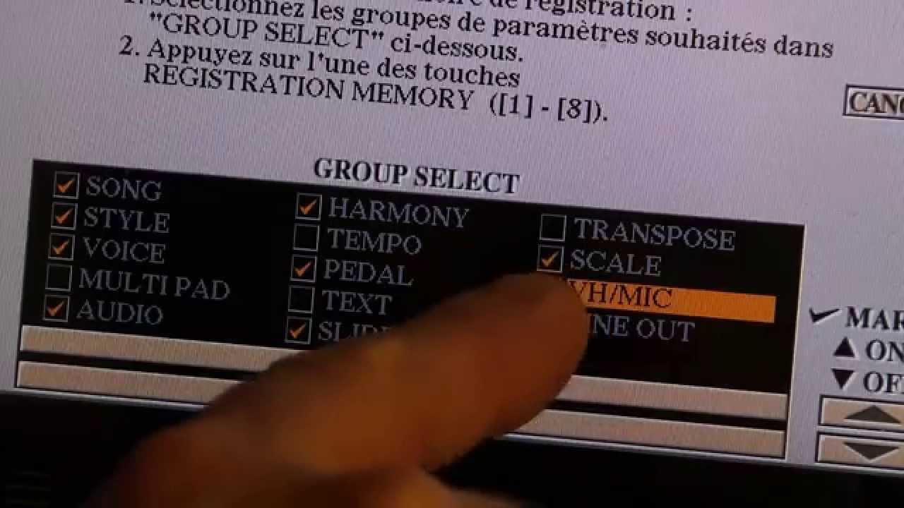 Les registration memory sur Tyros
